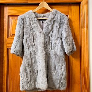 Rabbit fur  half sleeve jacket